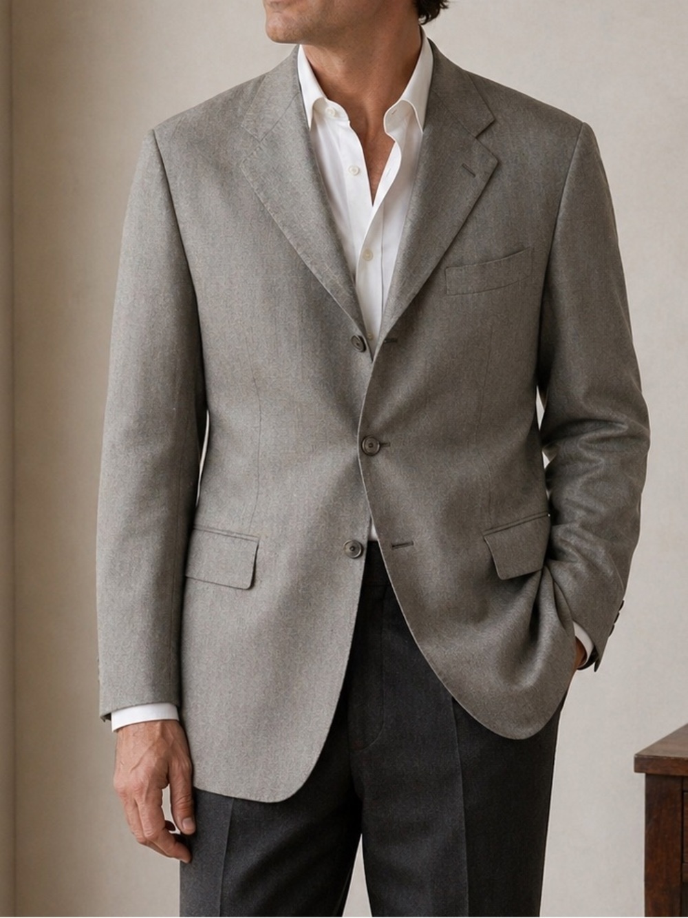 Kiton x Bergdorf Cashmere Blazer Italy Grey Quiet Luxury Menswear 44R